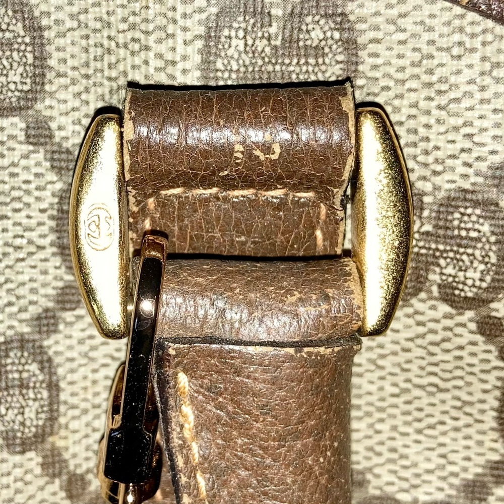 Gucci Brown Monogram Canvas Top-Handle Bag with Green-Red Web - Picture 11 of 11